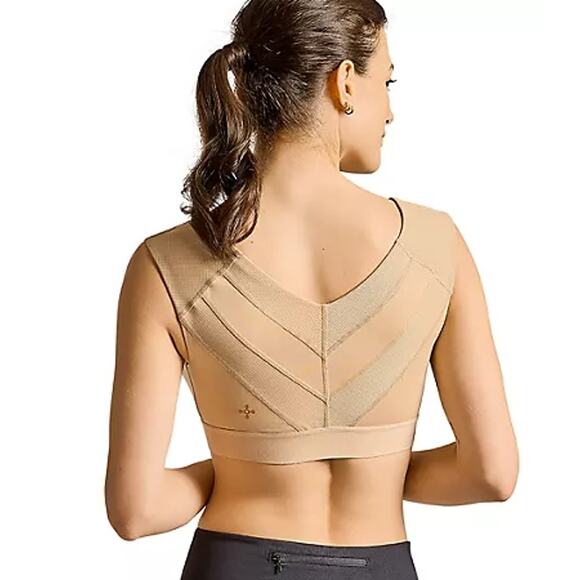 Tommie Copper Plus Sz 2XL Shoulder Support Sports Bra Nude with Front Zipper - Picture 2 of 9